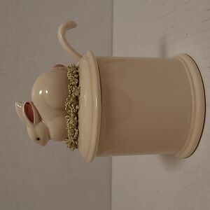 Vintage Fitz and Floyd Bunny in Grass Jar with Spoon